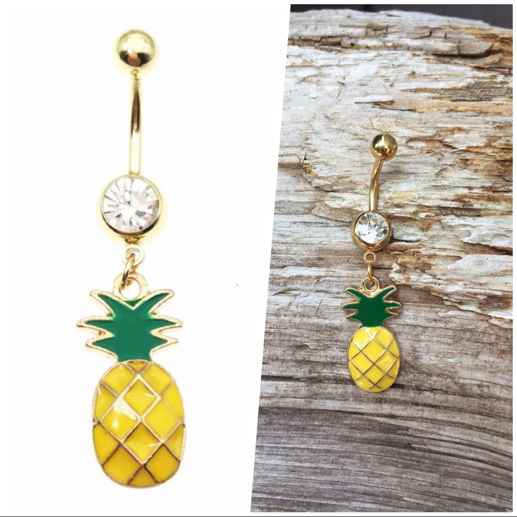 Gold Pineapple Belly Button Navel Ring
